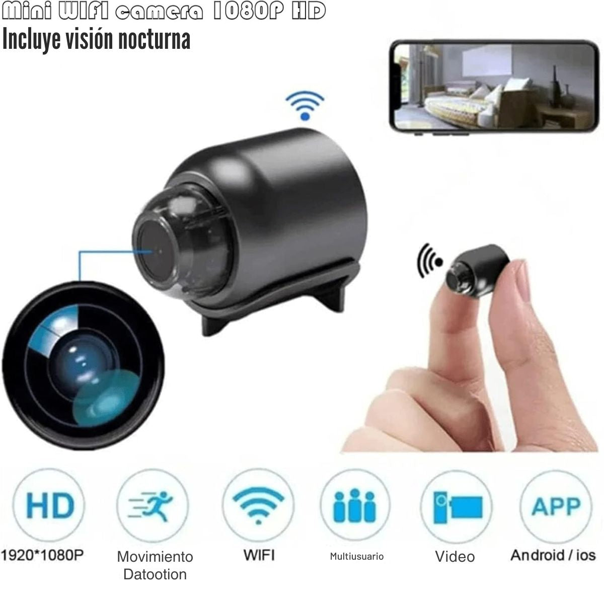 🔐 Mini Cámara de Seguridad FHD 1080P – Vigila Todo, Desde Cualquier Lugar