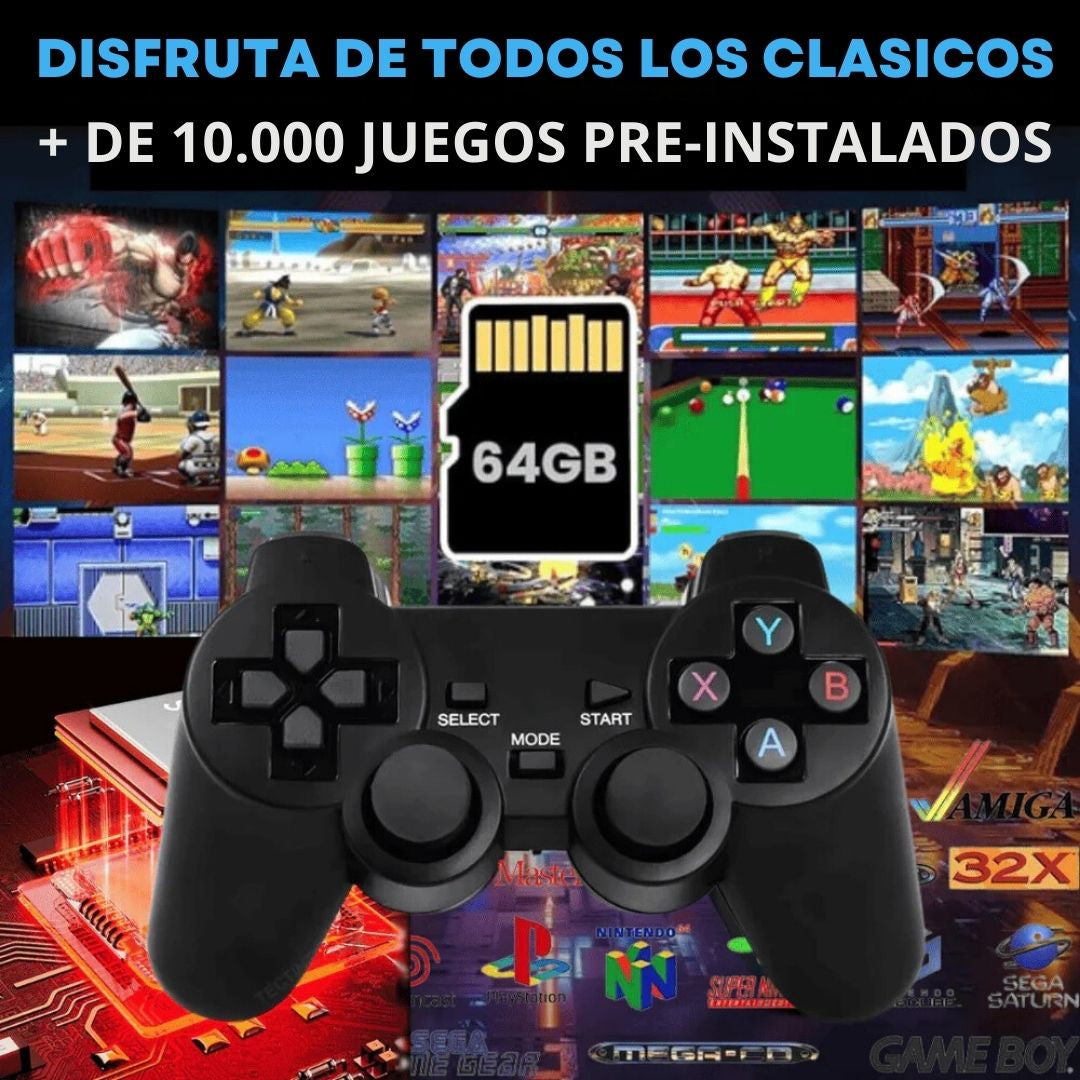 Consola Retro 10.000 juegos 2 Controles Inalambricos + 2 Regalos - Diversión nostálgica para toda la familia