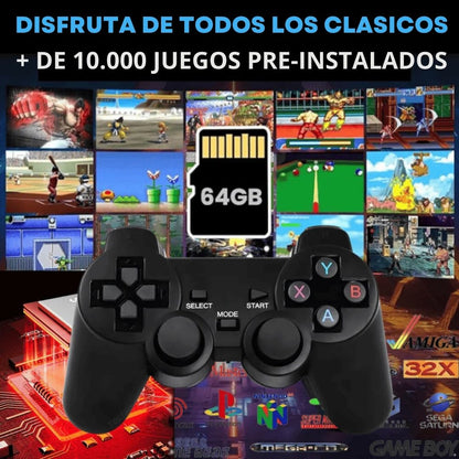 Consola Retro 10.000 juegos 2 Controles Inalambricos + 2 Regalos - Diversión nostálgica para toda la familia
