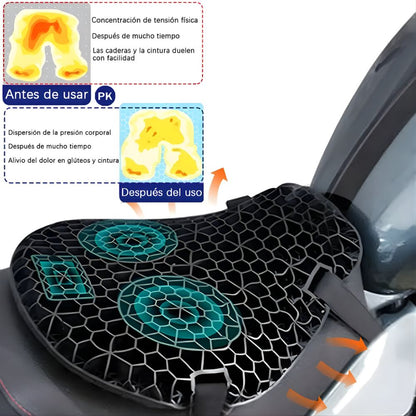 🏍️ Cojín de Gel para Moto – Máximo Conforto + Aislamiento Térmico (Adiós al Dolor)
