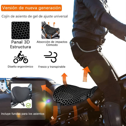 🏍️ Cojín de Gel para Moto – Máximo Conforto + Aislamiento Térmico (Adiós al Dolor)