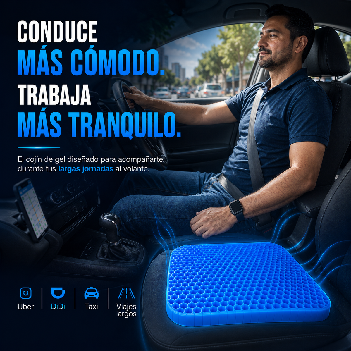 Cojin Asiento De Gel Ergonómico - Alivia el dolor de espalda, caderas y coxis
