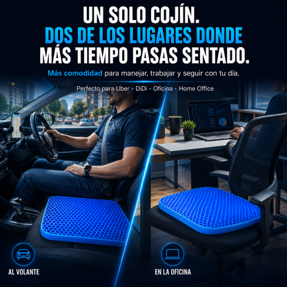 Cojin Asiento De Gel Ergonómico - Alivia el dolor de espalda, caderas y coxis