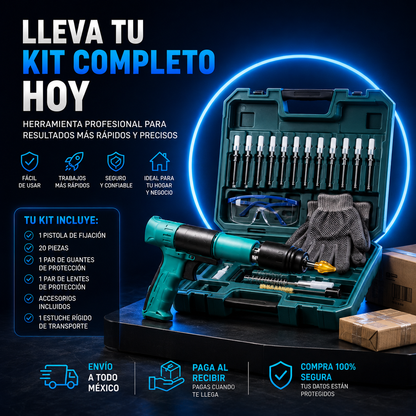 Pistola de Fijación de Clavos con Kit de Accesorios + 5 REGALOS