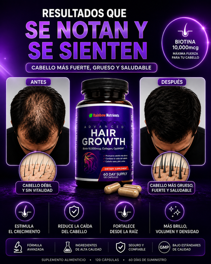 Suplemento Hair Growth 90 Capsulas - Suplemento para el Crecimiento y Fortalecimiento del Cabello