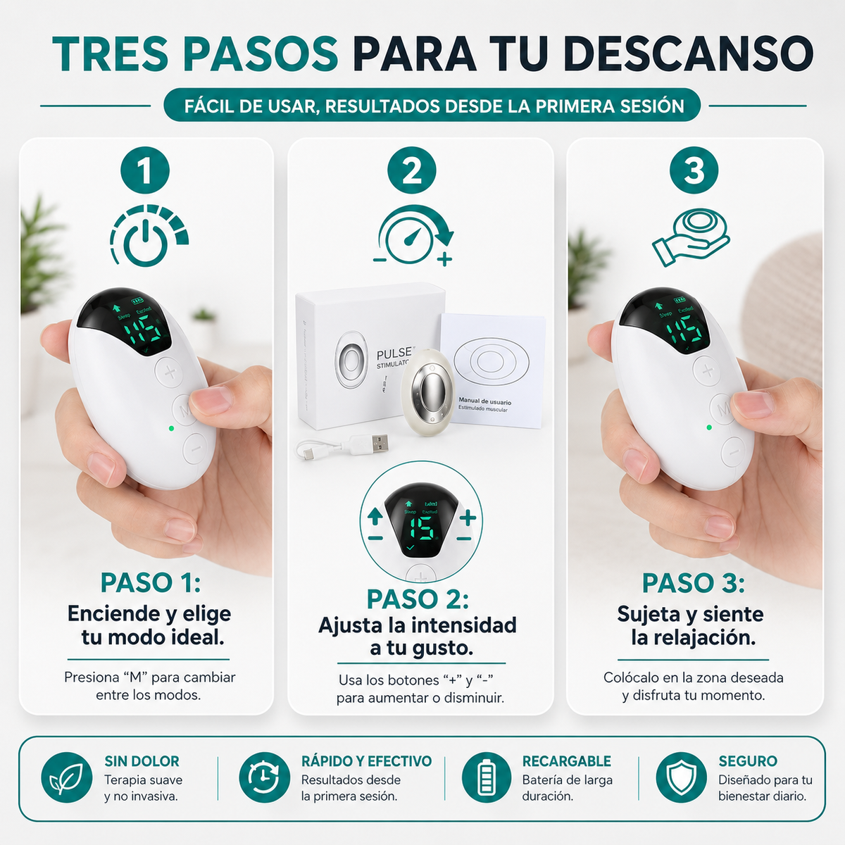 Estimulador EMS Portátil para Relajación y Descanso