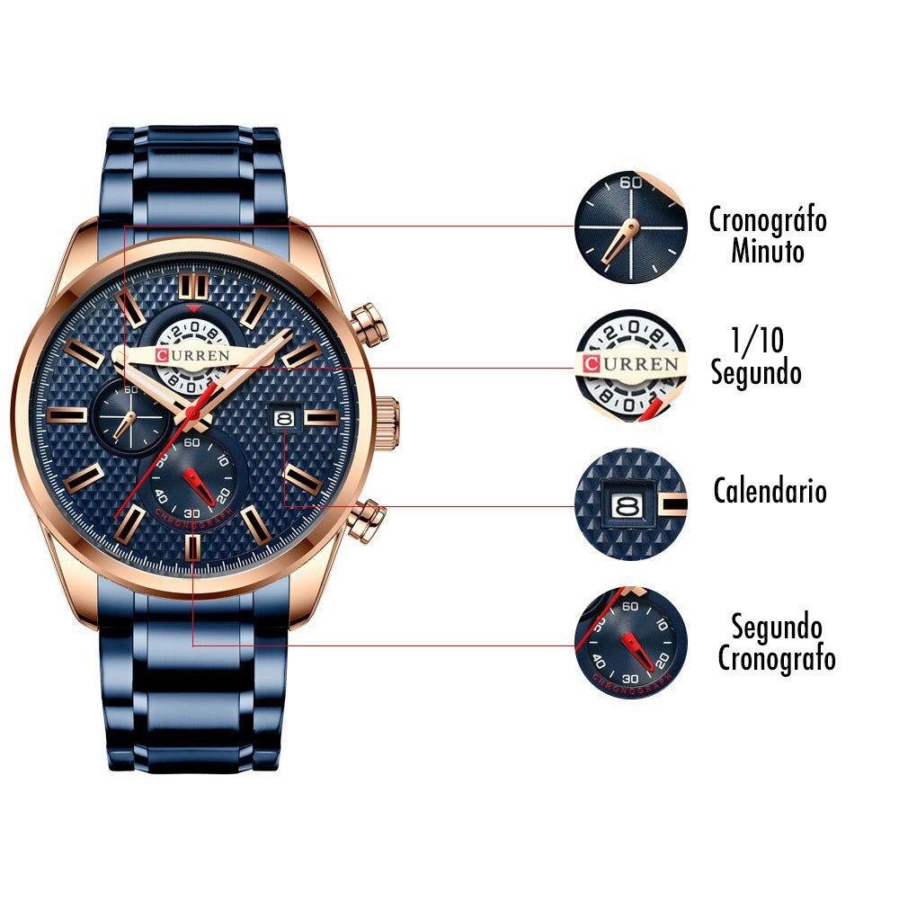 Reloj Curren 8329 Azul Cuero