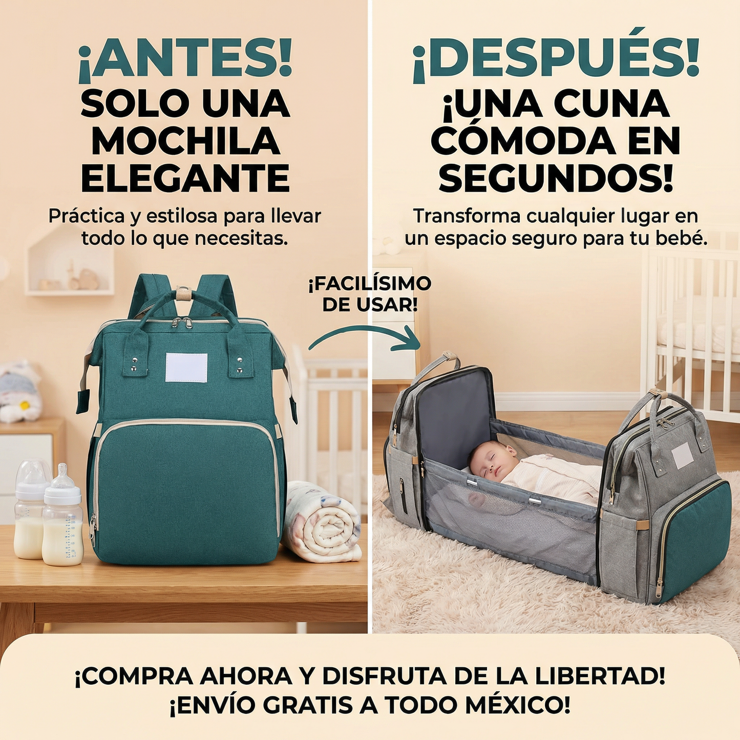 Mochila Panelera Cambiadora Confort – Más Comodidad para Papás Modernos